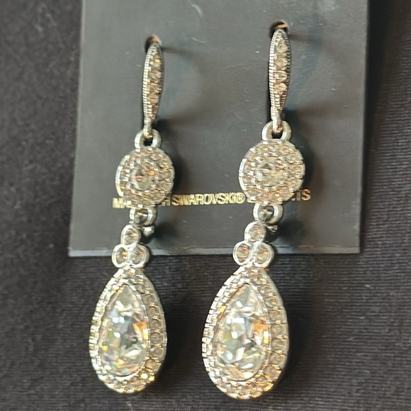 Givenchy Glamorous Pave 3 tier drop crystal pierced earrings NWT Swarovski - Picture 5 of 12